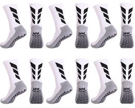 Meias Grip Socks MENDENG Socks, antiderrapantes masculinas, brancas, pacote com 6