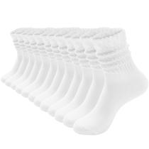 Meias HAVE A TREE 6 Pares Femininas Brancas com Almofada e Estilo Slouchy Meias HAVE A TREE 6 Pares Femininas Brancas com Almofada e Estilo Slouchy