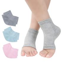 Meias hidratantes de gel para calcanhar Exptolii, ventiladas, sem bico, 3 pares