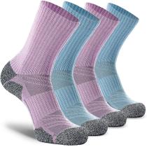 Meias Hiking Crew CWVLC, pacote com 4 para homens e mulheres, azul, roxo Meias Hiking Crew CWVLC, pacote com 4 para homens e mulheres, azul, roxo