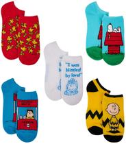 Meias Invisíveis Femininas Peanuts Snoopy Kit com 5 Pares Meias Invisíveis Femininas Peanuts Snoopy Kit com 5 Pares