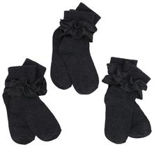 Meias Jefferies Socks Misty Ruffle Turn Cuff para meninas, pacote com 3