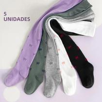 Meias Leggings Lisas De Espessura Média Para Meninas, 5 Peças, Para Uso Casual, Escolar E Em Meias Leggings Lisas De Espessura Média Para Meninas, 5 Peças, Para Uso Casual, Escolar E Em