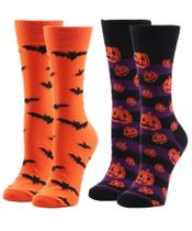 Meias Leoparts Halloween Holiday Pumpkins Bats Masculinas de algodão