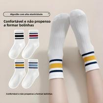 Meias Listradas Para Crianças Até O Joelho 4 Pares Estilo Escolar Primavera Outono Versátil