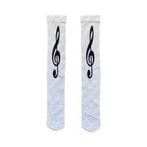 Meias Longas Brancas Y2K Punk Com Estampa De Grafite, Harajuku, Altas Até a Coxa, Cosplay Kawaii