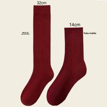 Meias Longas Casuais Femininas Vermelhas De Cor Sólida, 2 Pares, Meias De Inverno Para Uso Em Casa