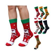 Meias Longas De Algodão Para Mulheres Com Tema De Natal Do Papai Noel, 7 Pares, Meias Casuais Para