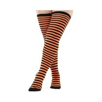 Meias Longas Listradas plus Size Para Halloween, Antiderrapantes, Para Fantasias, Meias Altas Para