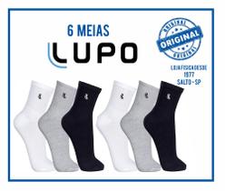 Meias Lupo - Kit 6 Pares Meia Esportivas Lupo Cano Medio Ref.3245
