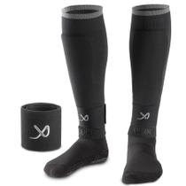Meias Manguito de Futebol LUX Sports Médio Preto com Grip de Silicone