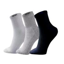 Meias Masculina Algodão Cano Alto Sport - Kit 3 Pares