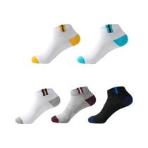 Meias Masculinas Brancas e Coloridas - Cano Baixo, Respiráveis e Absorventes - Pacote com 5