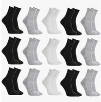 Meias Masculinas Cano Longo Lisas - Kit com 12 Pares