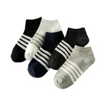 Meias Masculinas Casual Listradas - 5 Pares de Meias Poliester - Primavera/Verão Meias Masculinas Casual Listradas - 5 Pares de Meias Poliester - Primavera/Verão