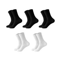 Meias Masculinas De Algodão Respirável Longas Para Negócios Estilo Harajuku 5 Pares/Lote Sólidas