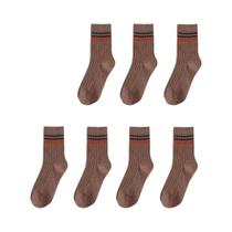 Meias Masculinas Listradas De Tamanho Grande, 7 Pares, Meias Longas Retrô Casuais Da Moda, Alta