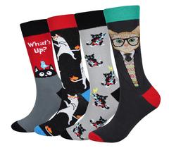 Meias masculinas para gatos Cansok, pacote com 4, presente, divertido e inovador Meias masculinas para gatos Cansok, pacote com 4, presente, divertido e inovador
