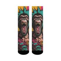 Meias Masculinas Retrô Punk Com Estampa De Gorila, Confortáveis, Respiráveis, Antiderrapantes,