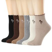 Meias Mcool Mary Ruffle para mulheres, pacote com 6 flores bordadas