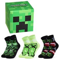 Meias Minecraft para Meninos Cano Médio Pacote com 3 Pares Tamanho 6-14 Anos