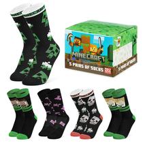 Meias Minecraft para Meninos Pacote com 3 ou 5 Pares Macias e Respiráveis Meias Minecraft para Meninos Pacote com 3 ou 5 Pares Macias e Respiráveis