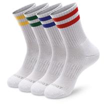 Meias MONFOOT Athletic Cushion Crew Listradas, 4 pares Meias MONFOOT Athletic Cushion Crew Listradas, 4 pares