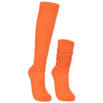 Meias Orange Slouch para mulher Meias Orange Scrunch Meias de néon Hooters Fantasias de Halloween para mulheres Meias laranja até o joelho Meias laranjas longas dos anos 80 e 90 Meias laranja