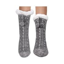Meias Pantufas Femininas De Lã Felpuda Quentes E Confortáveis Antiderrapantes Para O Inverno,