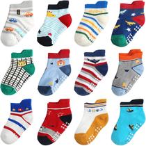 Meias para bebês Aroveea, antiderrapantes, tornozelo, 6 a 12 meses, pacote com 12 Meias para bebês Aroveea, antiderrapantes, tornozelo, 6 a 12 meses, pacote com 12
