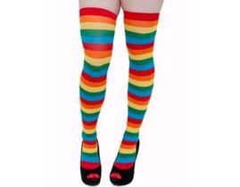 Meias para festa 7/8 listradas acessório fantasia