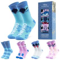 Meias para panturrilhas femininas Disney Novelty Pack 5, presente macio, rosa/azul