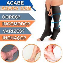 Meias Para Tratamento Médico Ortopédico Varizes Edema Trombose Unissex Preta De Compressão Com Zíper