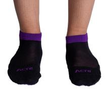 Meias Pilates Algodão Antiderrapante F3-PRX Preto Roxo Acte