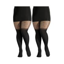 Meias plus Size De Cintura Alta Com Jacquard Em Coração E Estampa Colorida Kawaii Com Bolinhas Meias plus Size De Cintura Alta Com Jacquard Em Coração E Estampa Colorida Kawaii Com Bolinhas