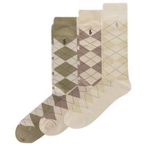 Meias Polo Ralph Lauren Argyle Pattern Dress Crew 3 pares