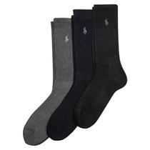 Meias POLO RALPH LAUREN Caneladas Casual Crew, pacote com 3 pares, pacote masculino Meias POLO RALPH LAUREN Caneladas Casual Crew, pacote com 3 pares, pacote masculino