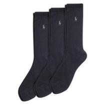 Meias POLO RALPH LAUREN Caneladas Casual Crew, pacote com 3 pares, pacote masculino Meias POLO RALPH LAUREN Caneladas Casual Crew, pacote com 3 pares, pacote masculino