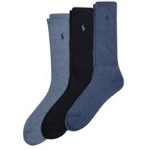 Meias POLO RALPH LAUREN Caneladas Casual Crew, pacote com 3 pares, pacote masculino Meias POLO RALPH LAUREN Caneladas Casual Crew, pacote com 3 pares, pacote masculino