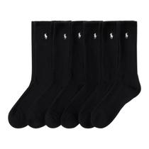 Meias POLO RALPH LAUREN Classic Sport Solid, pacote com 6 pares masculinas