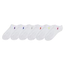 Meias Polo Ralph Lauren de malha plana, decotadas, femininas, 6 pares Meias Polo Ralph Lauren de malha plana, decotadas, femininas, 6 pares