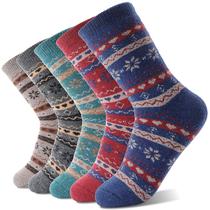 Meias quentes de lã sanduchadas para mulheres, caminhando no inverno, pacote com 5 Meias quentes de lã sanduchadas para mulheres, caminhando no inverno, pacote com 5