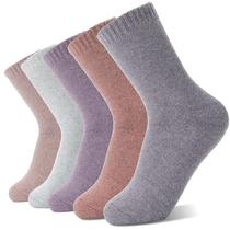 Meias quentes de lã sanduchadas para mulheres, caminhando no inverno, pacote com 5 Meias quentes de lã sanduchadas para mulheres, caminhando no inverno, pacote com 5