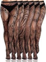 Meias Ramede, 6 pares, laço arrastão com estampa de Halloween, preto