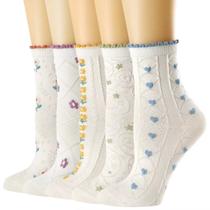 Meias redondas brancas para mulheres, algodão casual, branco, pacote com 5 Meias redondas brancas para mulheres, algodão casual, branco, pacote com 5