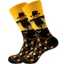 Meias redondas de algodão Halloween Pumpkin Scarecrow para adultos Meias redondas de algodão Halloween Pumpkin Scarecrow para adultos