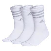 Meias redondas femininas Adidas Arch Compression, pacote com 3 unidades, branca/cinza