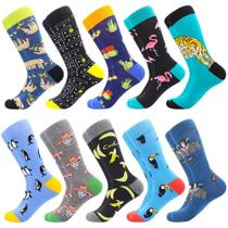 Meias redondas masculinas engraçadas coloridas e malucas de algodão BISOUSOX 9-12