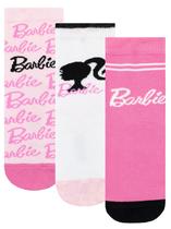 Meias Rosa Barbie - Pack com 3 Pares (Tamanho 10-12)