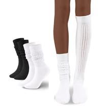 Meias Slouch Sock Scrunch para mulheres Flydo Stacked High, pacote com 2